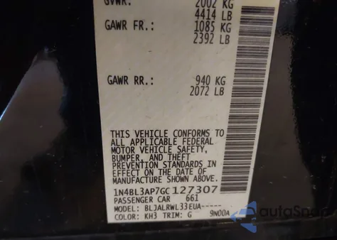 2016 Nissan Altima 3.5 Sl из США, поврежденный, VIN 1N4BL3AP7GC127307